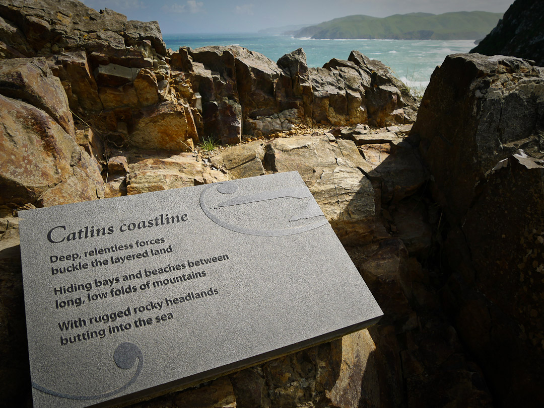 Catlins coastline interp board