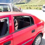Damaged car at Raspberry Creek carpark