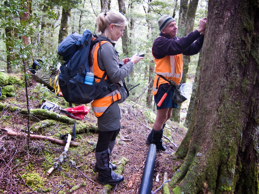 2 people installing tracking tunnels