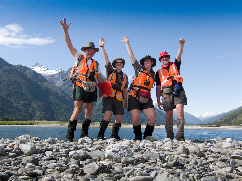 Hunter valley braided river bed, bird survey group of 4